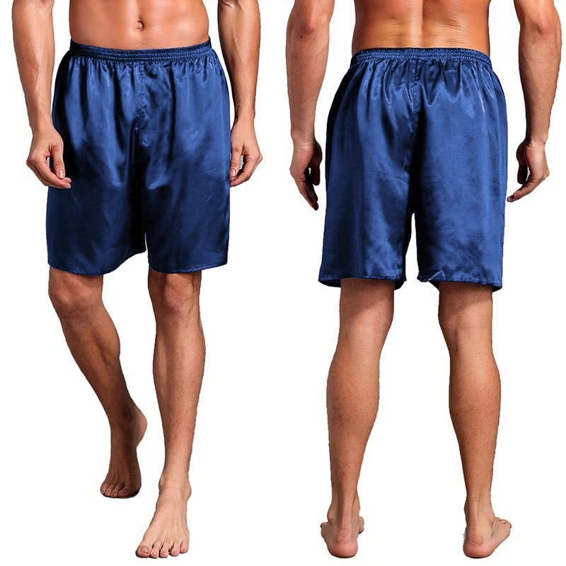 Fashion Men Silk Satin Shorts Summer Homewear Pajamas Bottoms Sleepwear Solid Color Beach Pants Underwear Female Short Pants