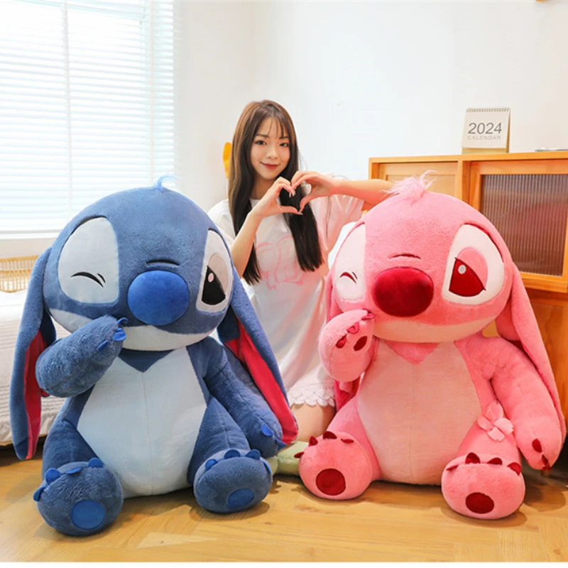 90cm Large Big Size Disney Lilo & Stitch Cherry Blossoms Anime Plush Stuffed Doll Plushies Pillow Ornaments Girls' Holiday Gifts