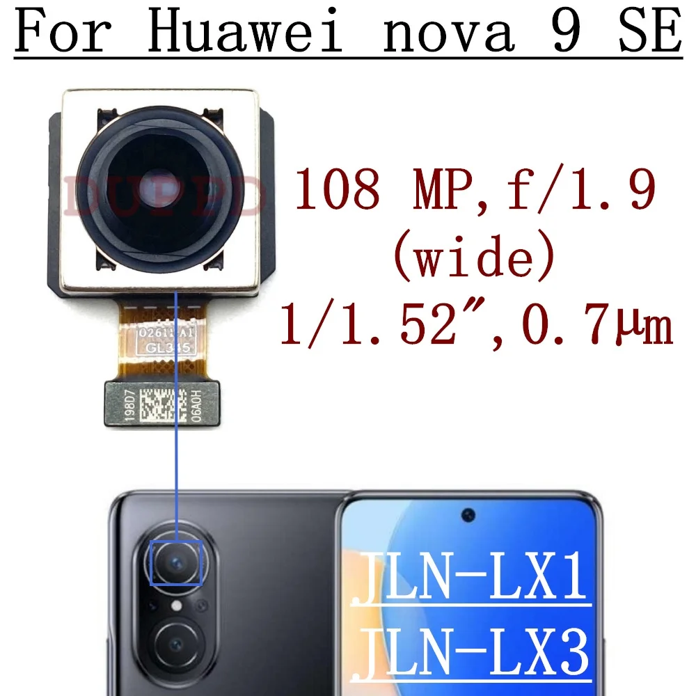 Rear Front Camera For Huawei Nova 9 SE JLN-LX1, JLN-LX3 Original Frontal Selfie Facing Back Main Camera Module Flex Part