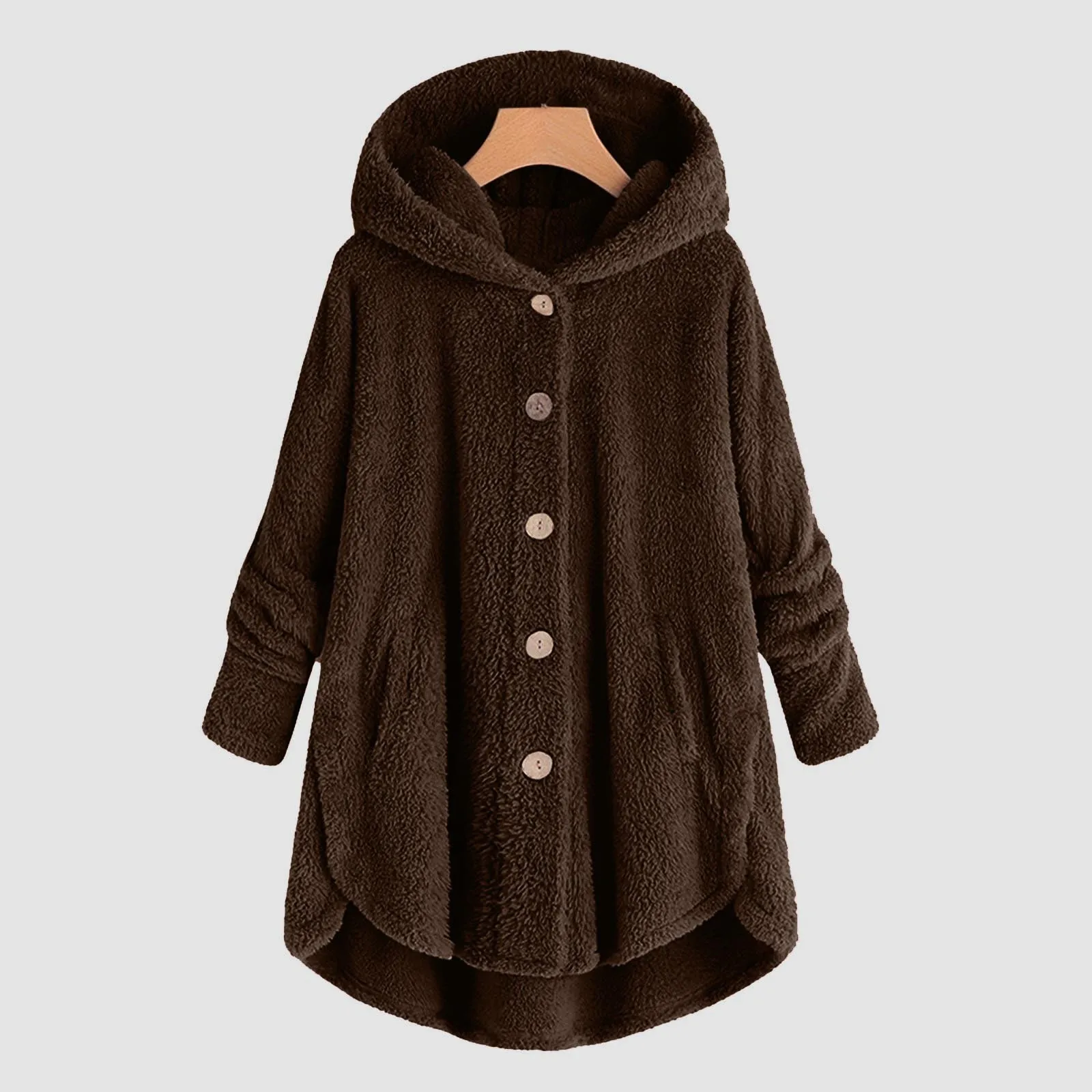 Hooded Coat for Women Clothing 2024 Autumn Winter Overcoat Ladies Solid Fashion Black Outerwear Elegant Female Fleece Jacket