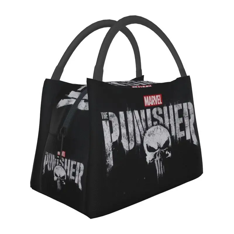 

Custom Skeleton Skull Heavy Metal Punishers Lunch Bags Men Women Thermal Cooler Insulated Lunch Boxes Picnic Camping Work Travel
