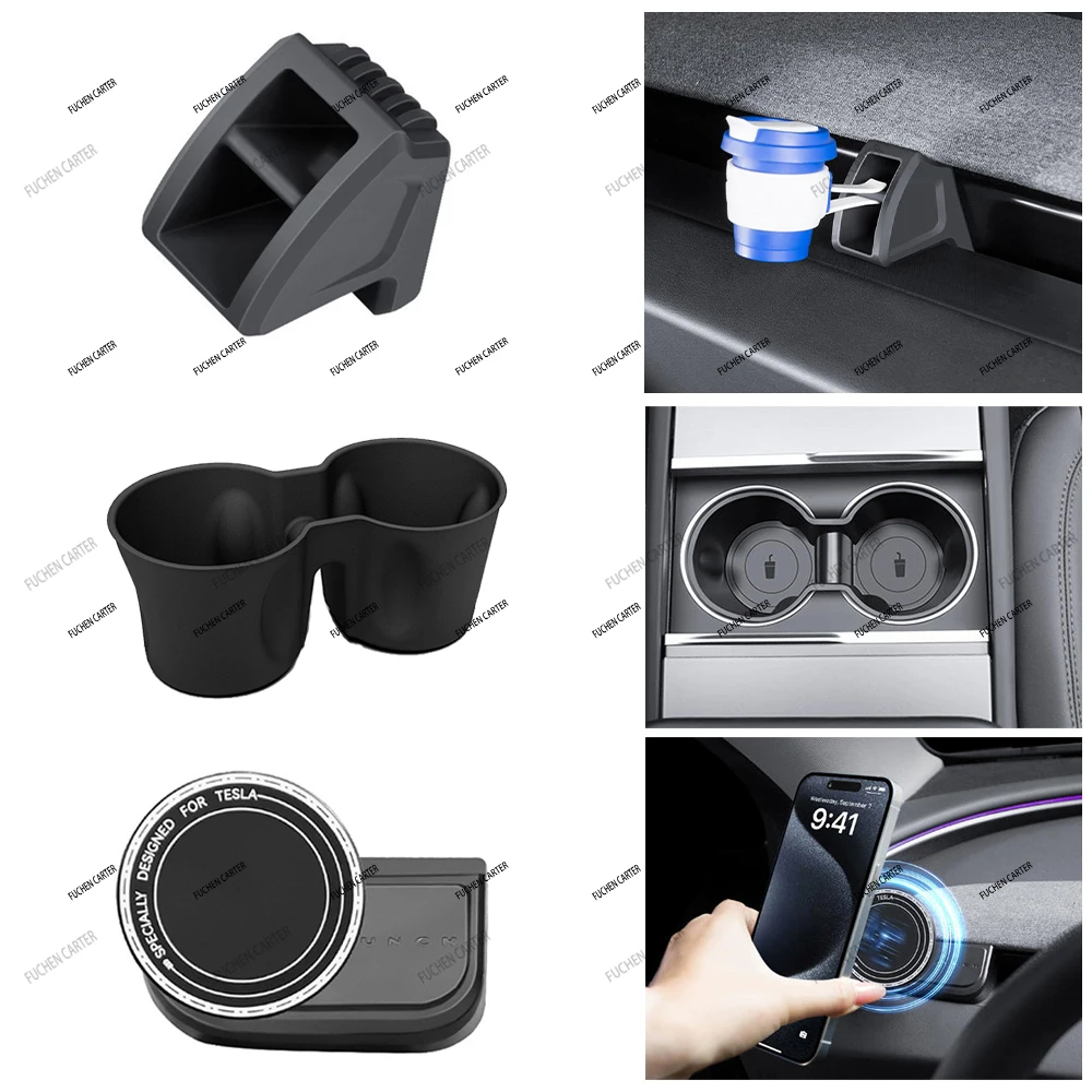 テスラ モデルY ジュニパー 2025年式＆スタンダード 2025年式以降 コンソール＆アームレスト隠し収納ボックス カップホルダー コンソールオーガナイザーボックス アクセサリー