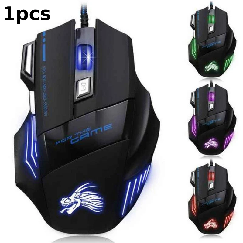 USB Wired 7-Button Backlit Gaming Mouse 5500 DPI image