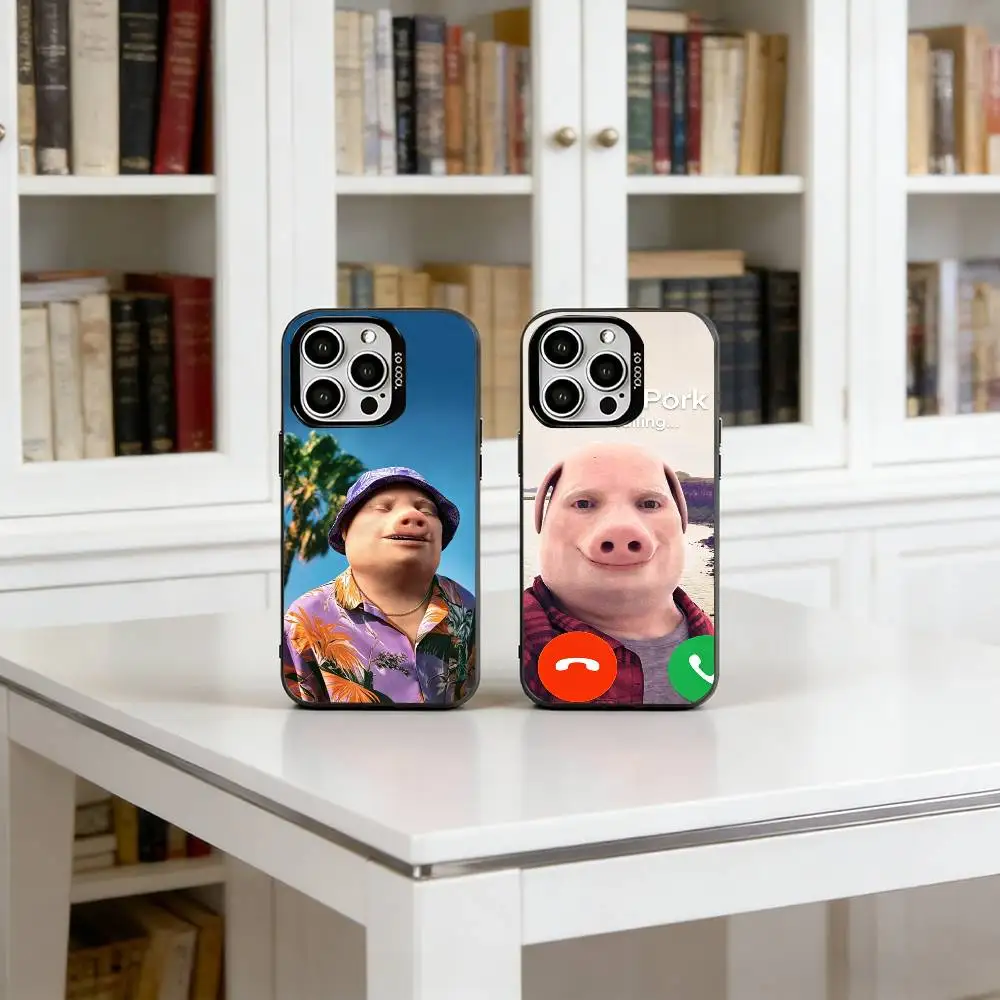

Funny J-John Pork is Calling Phone Case For iPhone 17,16,15,14,13,12,11 Plus,Pro Max,XS,Colorful Silver Phone case Funda Cover
