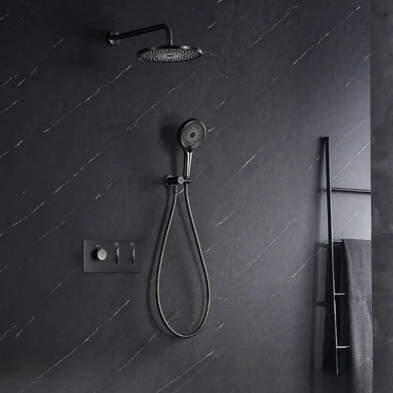 Concealed Shower Set Wall Mounted Hidden Bathroom Shower System Rainfall Shower Combo Chrome/Black/Gun Gray/Gold/White Optional