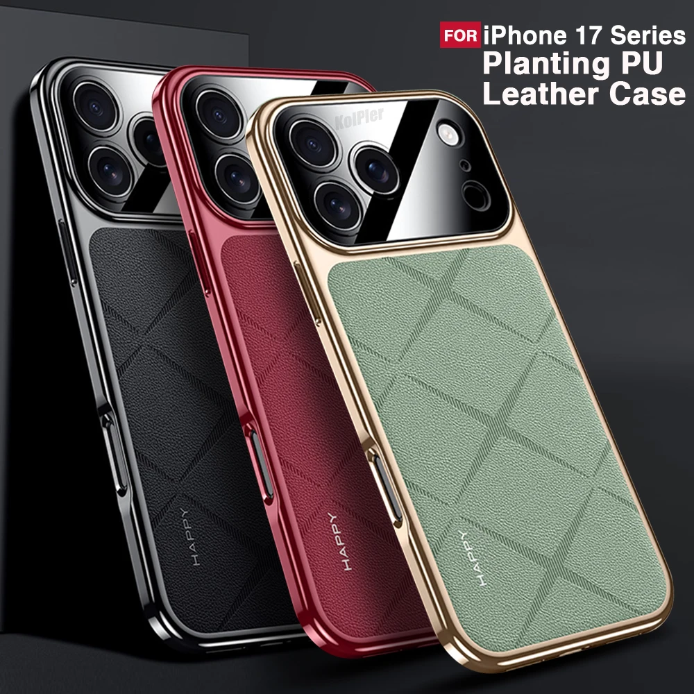 

Роскошный чехол из искусственной кожи с покрытием для iPhone 17 PRO MAX AIR, защита объектива камеры, жесткий, тонкий, хорошая текстура, оригинальный чехол