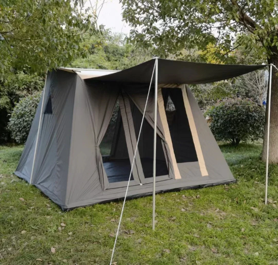 

Family Outdoor Camping Glamping Cotton Canvas Tents Waterproof With Bathroom Cabin Tent