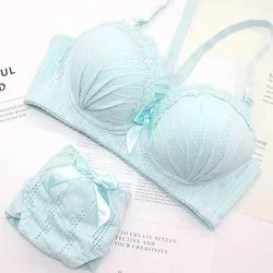 Bra Set Lace Lace Thin Style Bra Set Underwear for Women without Steel Ring Gathering Top Support