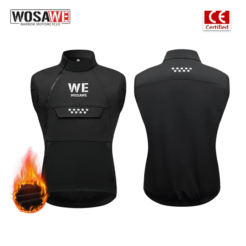 WOSAWE Reflective Motorcycle Vest Bike Jacket Off Road Vest MTB Motocross Jacket Warm Moto Dirt Bike Vest Multiple Pockets Gilet