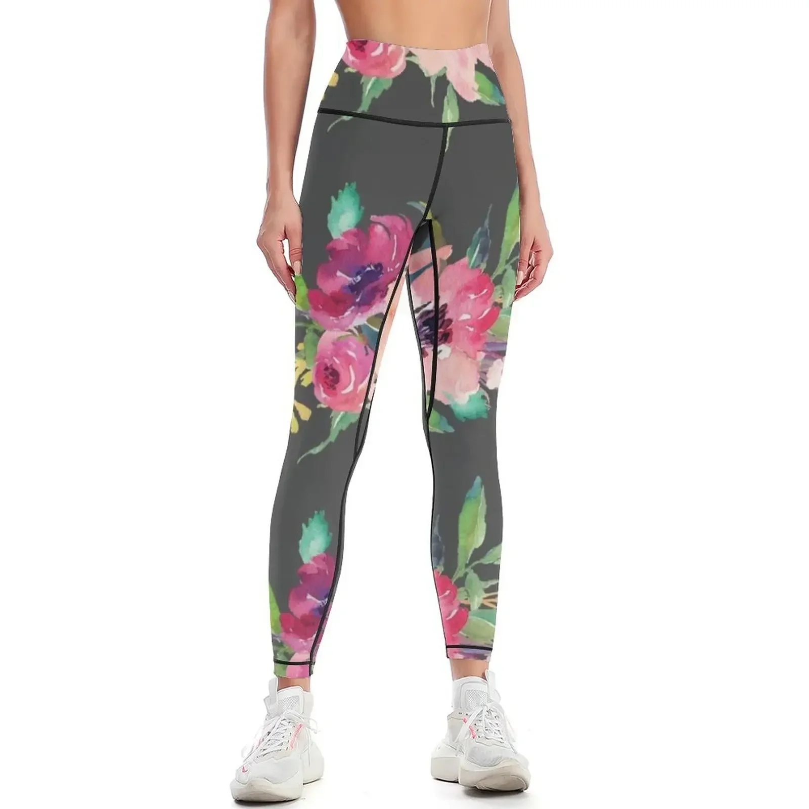 

Watercolor Wild Flower Pink Bouquet Leggings Sportswear woman gym legings for fitness joggers for Sports female Womens Leggings