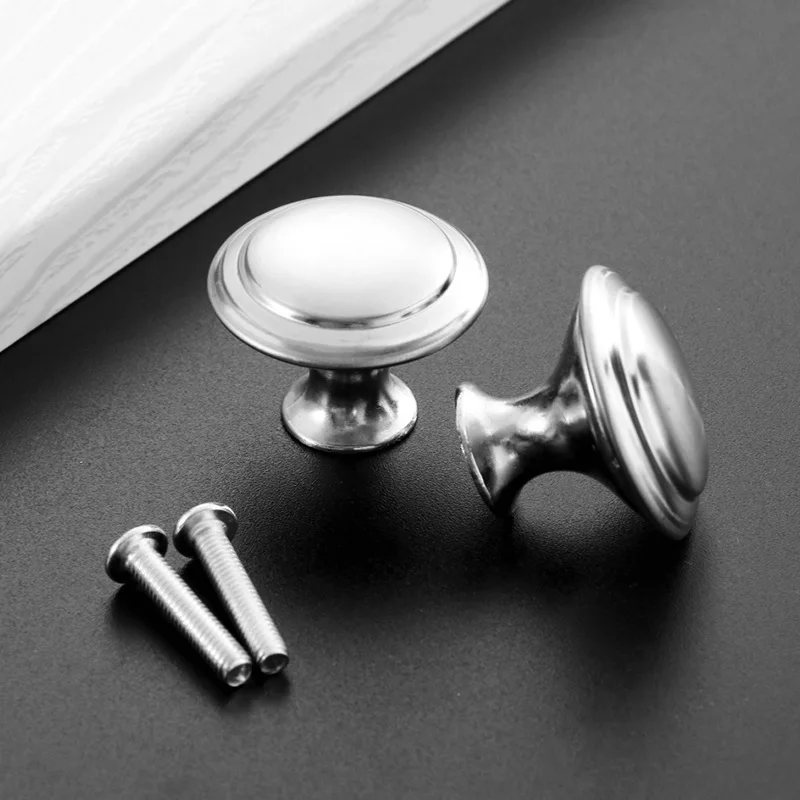 30Pcs Black Gold Silver Round Single Hole Cabinet Drawer Knobs Stainless Steel Zinc Aolly Pulls Kitchen Home Decor