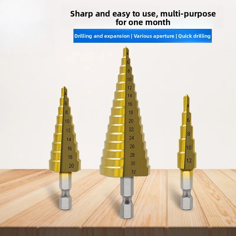 

3Pcs/set 4-12mm 4-20mm 4-32mm Bearing Steel Hexagonal Shank Step Drill/pagoda Drill/Fried Dough Twists Drill Board Tapper