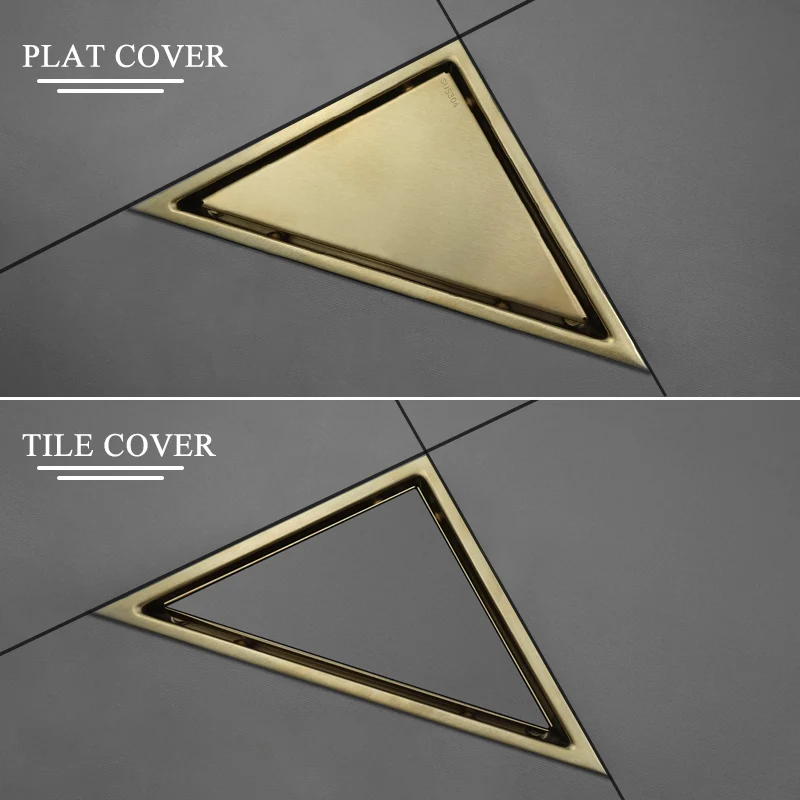 Triangle Floor Drains Invisible Bathroom Deodorant Conner Drain Tile Insert Stainless Steel Cover for Shower Floor Anti-Odor