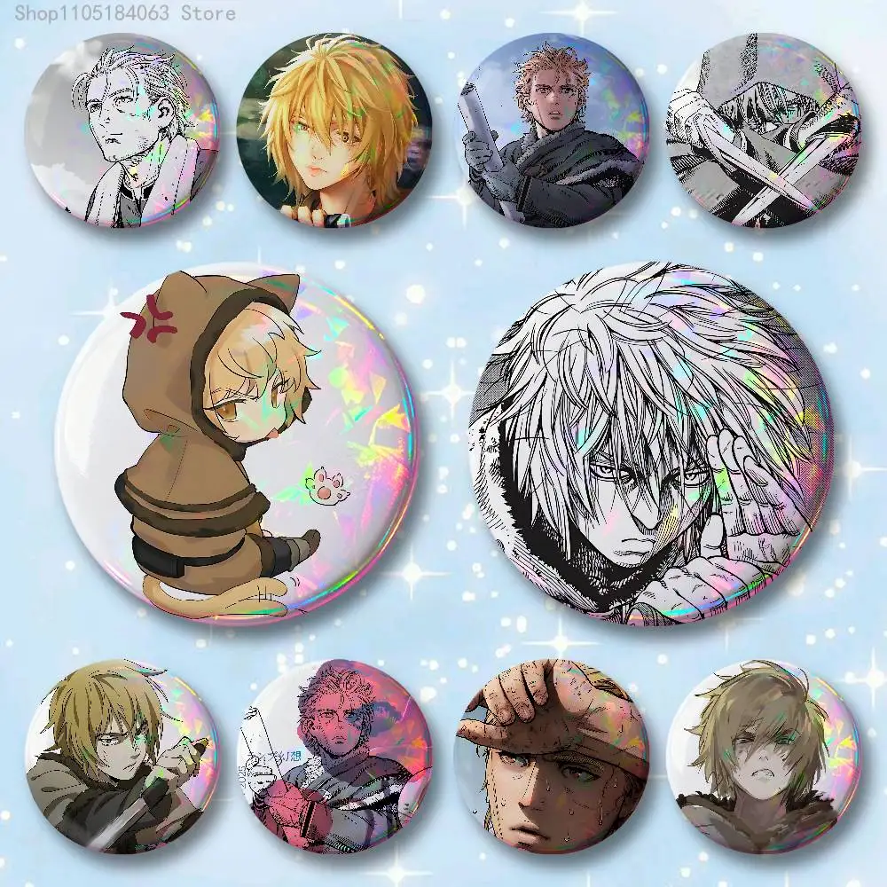 Thorfinn V-Vinland  Badges 25 32 44 58 75 mm Round Cosplay Pin Bag Decor Fans Collect Friends Gifts Brooch Souvenir