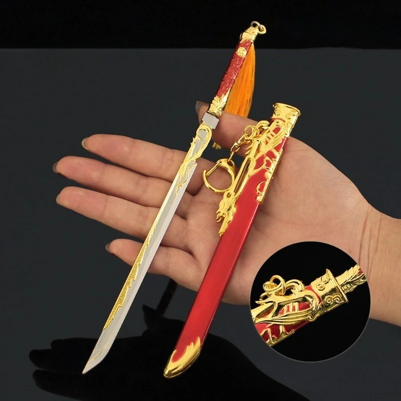 22cm/8.66in Game Peripheral Tang Horizontal Toy Swords Model Toy Alloy Sheathed Collection Weapon Ornament Desktop Display Gifts