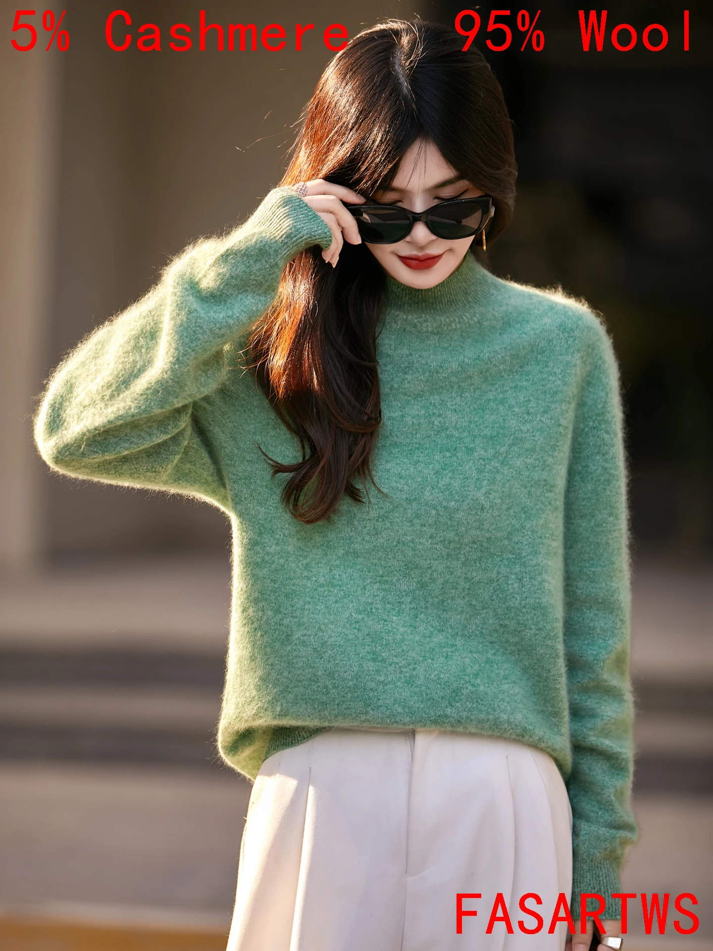 

Autumn Winter New Chic Cashmere Sweater Women Half Height Neck WoolKnit Long Sleeve Pullover Fluffing High-end Soft FashionTop
