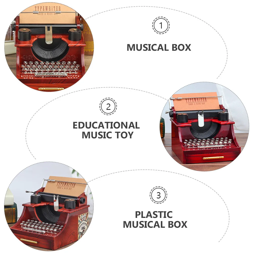 1Pcs Typewriter Shaped Retro Music Box Creative Desktop Adornment Play Pleasant Melody Gift Musical Box Educational Music Toy