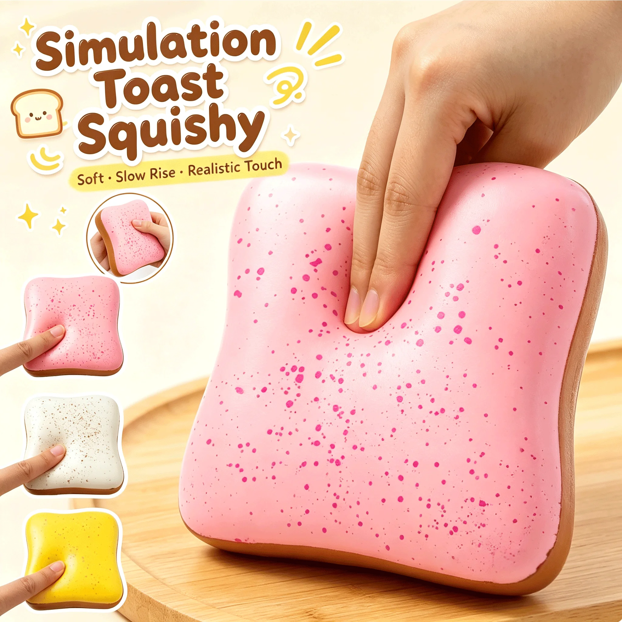 Toast Squishy Toy Slow Rising Soft PU Butter Bread Squishy Sensory Fidget Toys Stress Relief Squeeze Toy Kids Novelty Party Gift