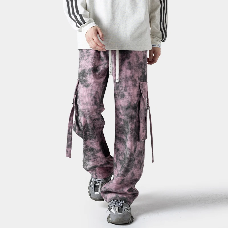 

Man Pants Harajuku Hip Hop Side Pocket Tie dye Pants Men Sweatpants Fashion Elastic Waistline Sweatpants Y2k Couple Trousers