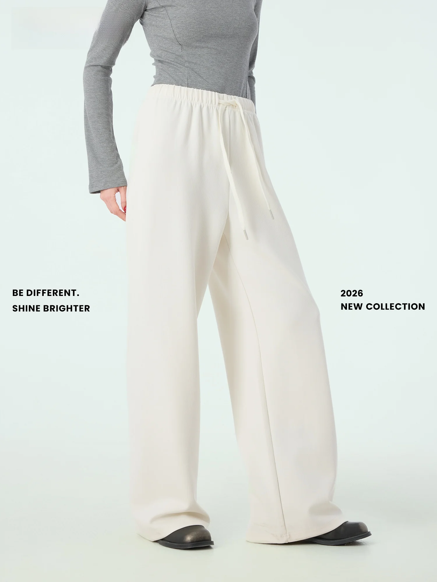 

Свободные широкие повседневные брюки на весну, новинка, цвет мокасин, с эластичным поясом, ленивые свободные спортивные штаны C57080, с высокой талией, длинные