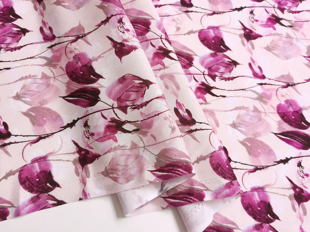 1 Meter x 1,4 Meter Blumenmuster-Viskosestoff, weiches Rayonmaterial für Kleider – Detail 11