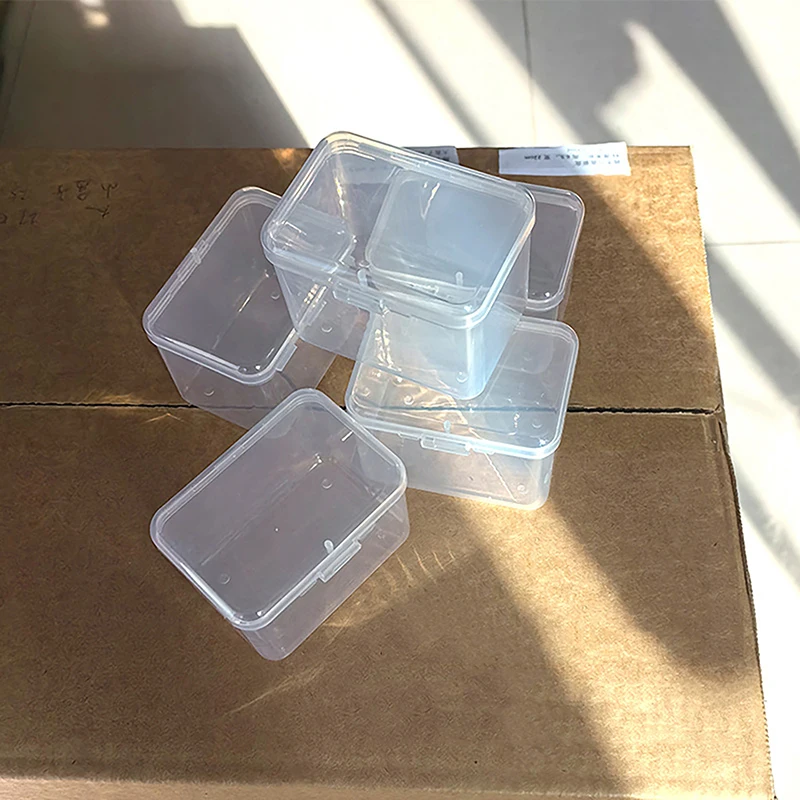 1pcs Clear Storage Box With Lid Plastic Square Small Items Packing Pill Case Jewelry Container Sundries Organizer Medicinal Box