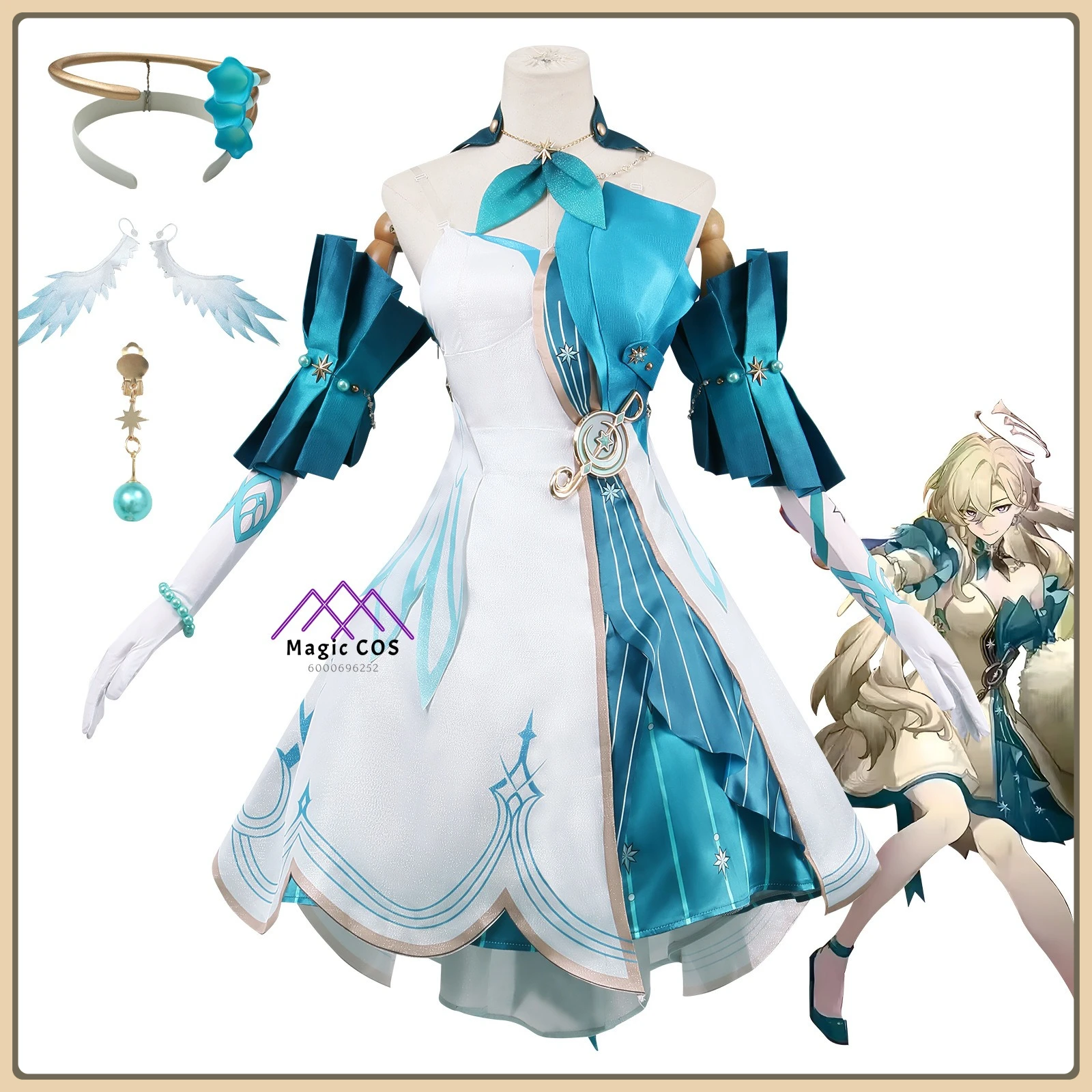 Honkai: Star Rail Robin (Sand-Gold Bird) Cosplay Costume Shiny Satin Fabric High Quality Anime Outfit for Women Comic Con Party