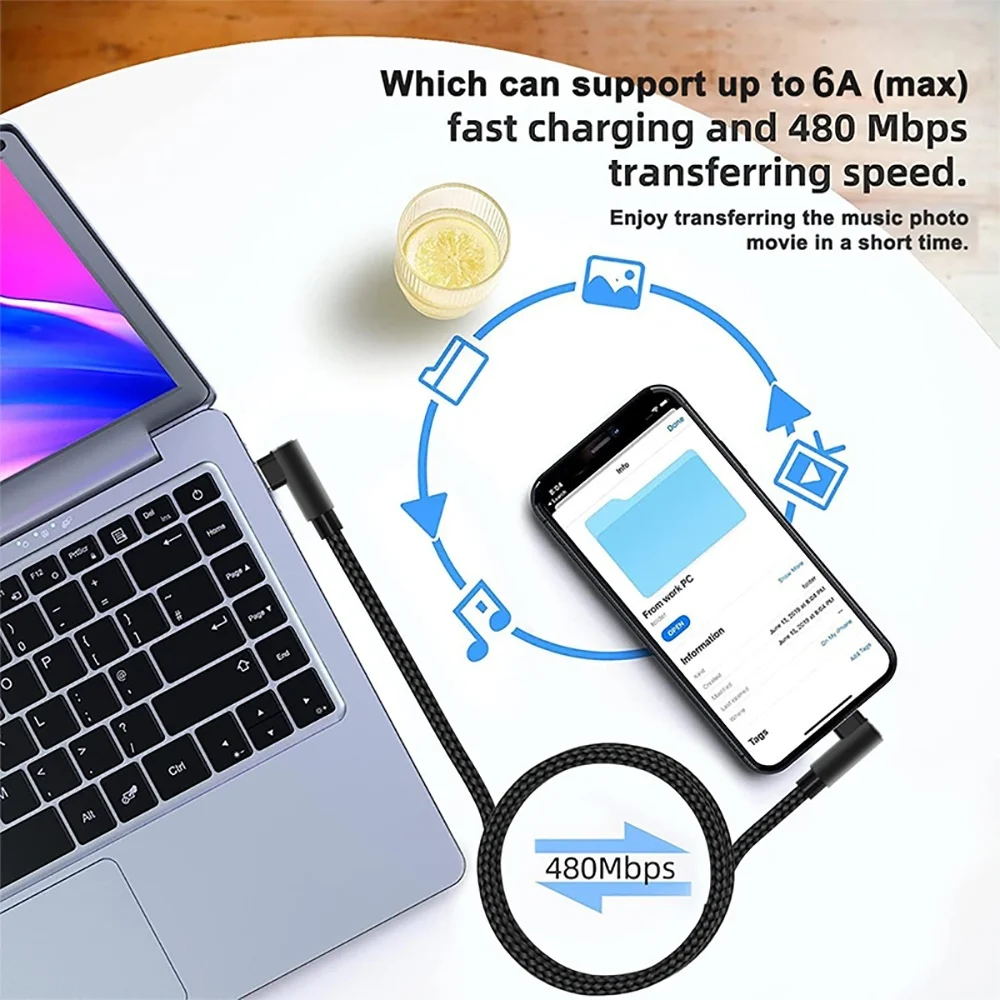 0.3M/1M/2M Elbow Mobile Phone Charging Cable,C-Type Fast Charging Data Cord,USB-C Multi-Design Quick Charge,Car Phones Charging