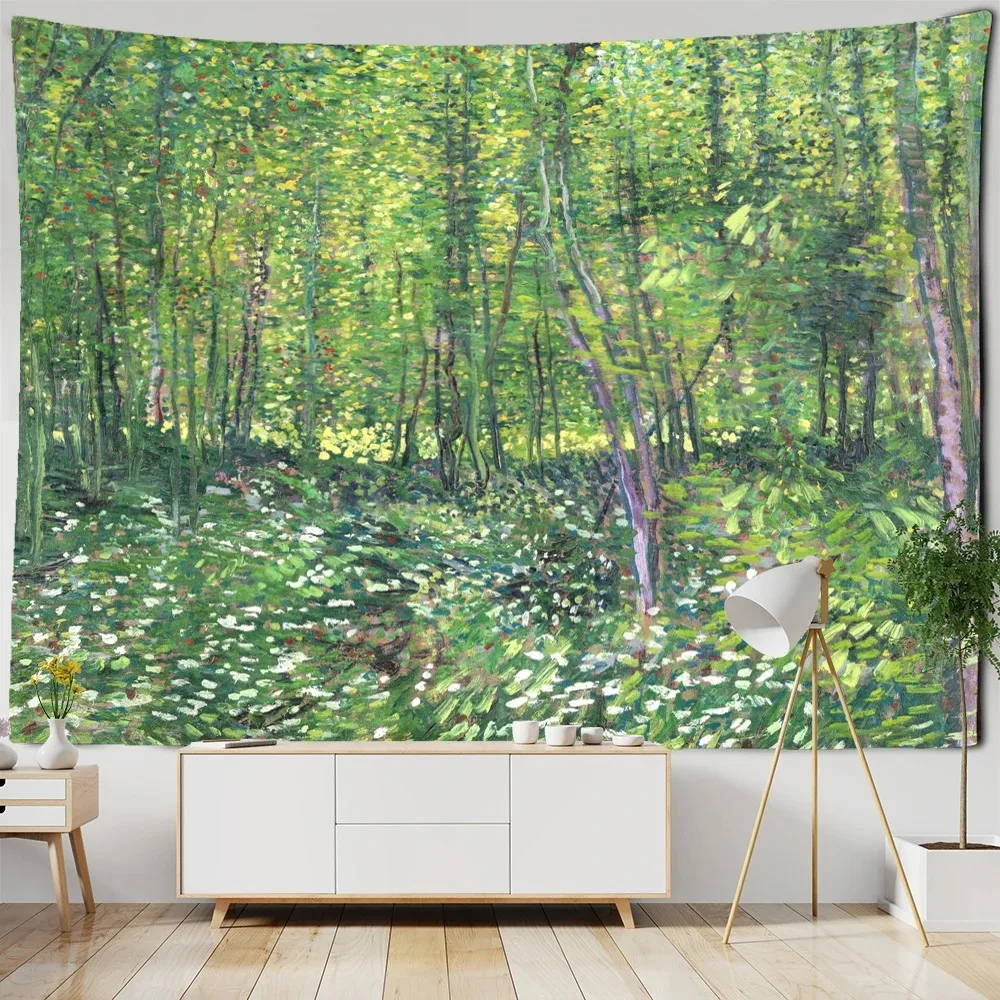 Pastoral Scenery Van Gogh Pattern Tapestry Bohemian Simple Room Background Cloth Home Decoration Wall Tapestry