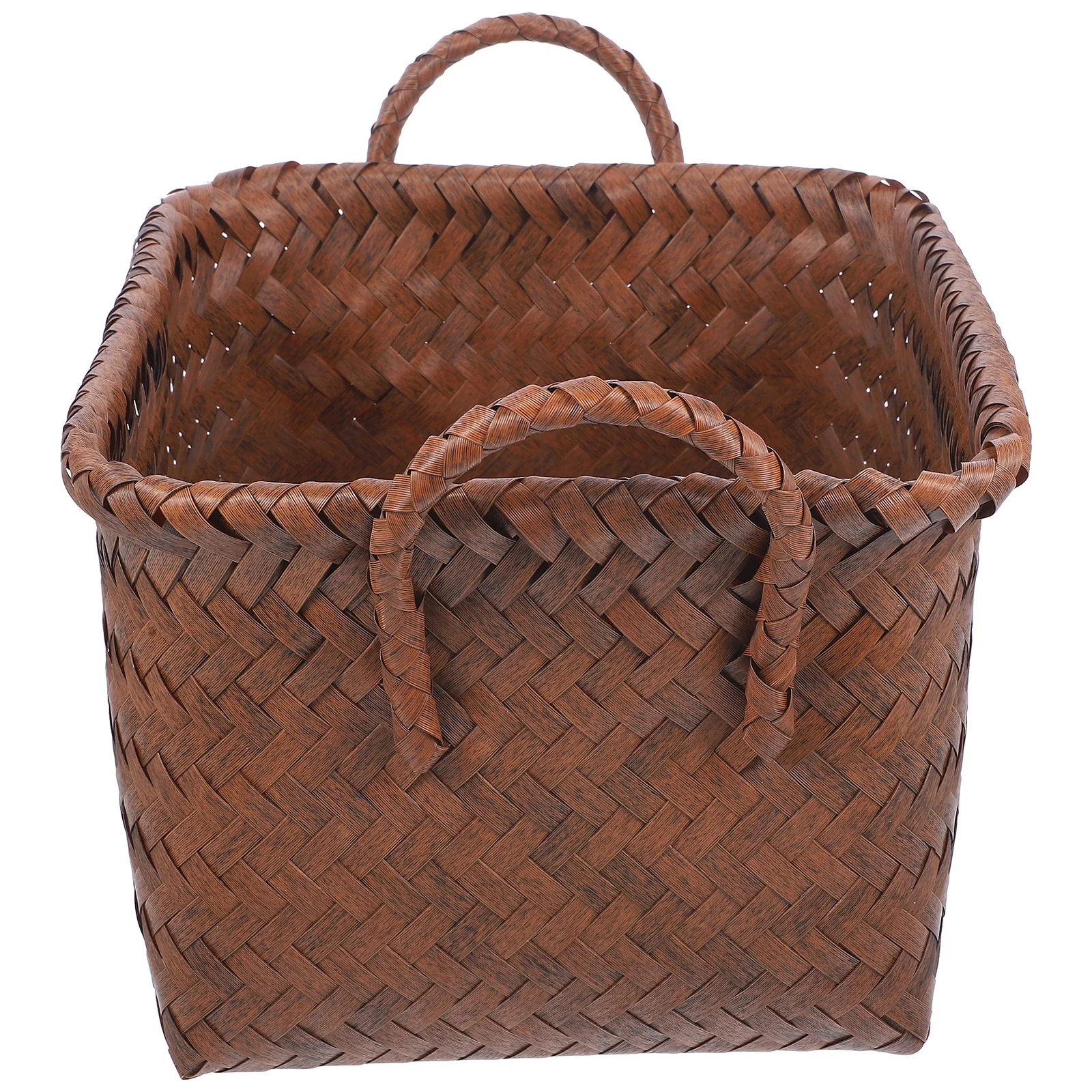 

Imitation Rattan Woven Storage Basket Large Capacity Desktop Organizer For Cosmetics Sundries Household Kitchen Table