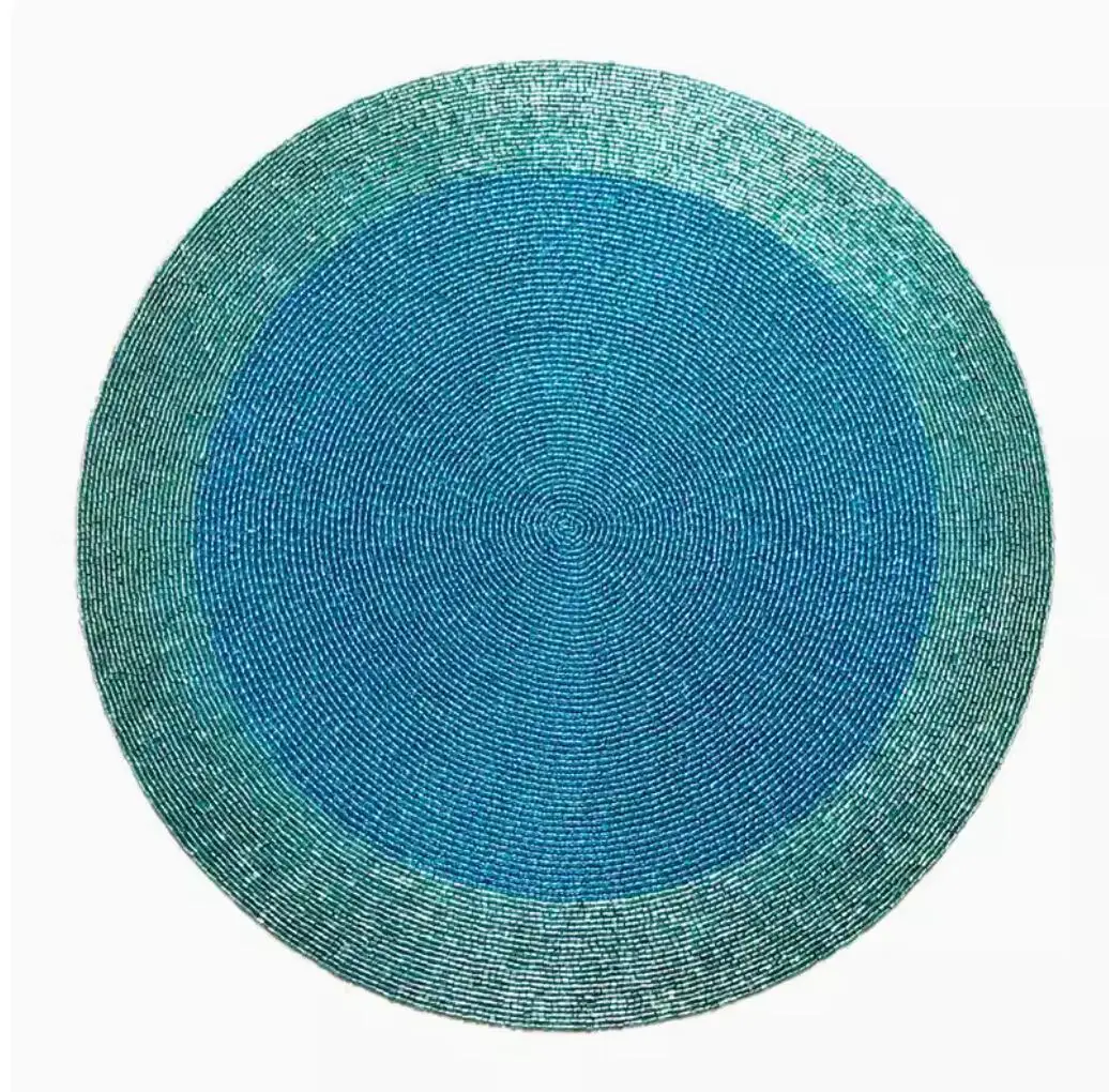 Handmade lake blue round Placemat, Luxury Table Mat, Cover for Sewing Bread, 35cm, Home Desk useing MF865