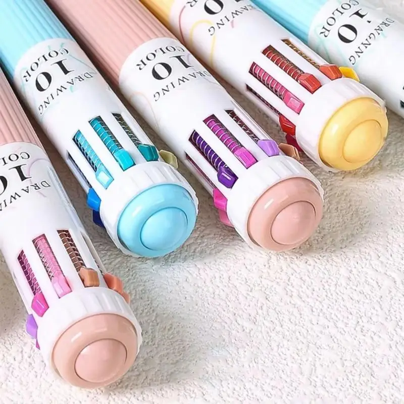 X6HA 3PCS Pallpoint Pens Multicolored Pens 10-Color-IN-1 Artics Letractable Multicolored Leflable Throug