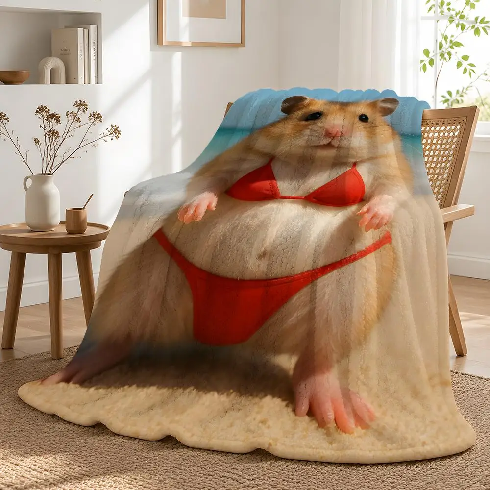 Hamster Eye Catching Creative Colorfast Gentle Touch Spring Stylish Throw