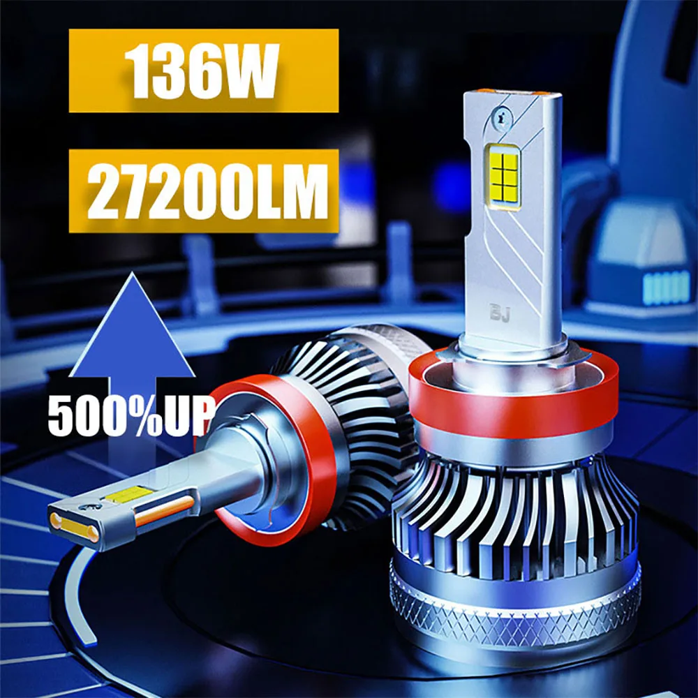 

S12 2pcs 12v 136W H7 Led Headlight 27000LM Lumen 500% UP Luminance High and Low Lights For Car Headlamp Bulbs Vehicles Assembly