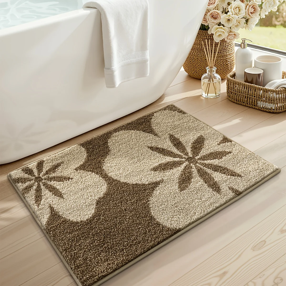 Modern Geometric Entrance Doormat Blue Grey Interlocking Circles and Square Blocks Graphic Rug Contemporary Entry Decor Mat
