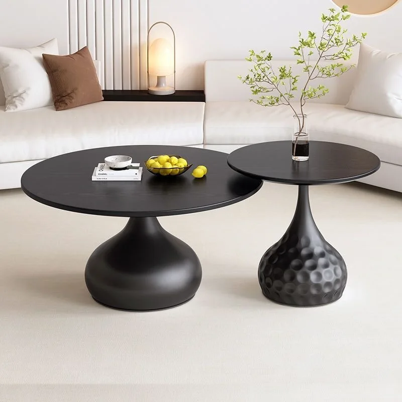 Solid wood coffee table, small apartment bedroom, sofa bedside small table, balcony round pure white table