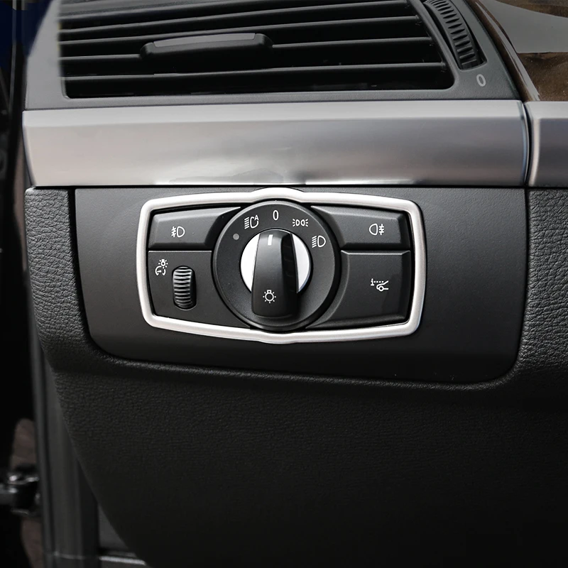 For BMW X5 X6 E70 E71 E72 Car styling Headlight Switch Lamp panel cover decorative trim molding Car Sticker Interior Accessories