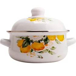 Enamel Pot Household Double Ear Soup Pot  Enamel Pot Casserole Induction Cooker Gas Stove