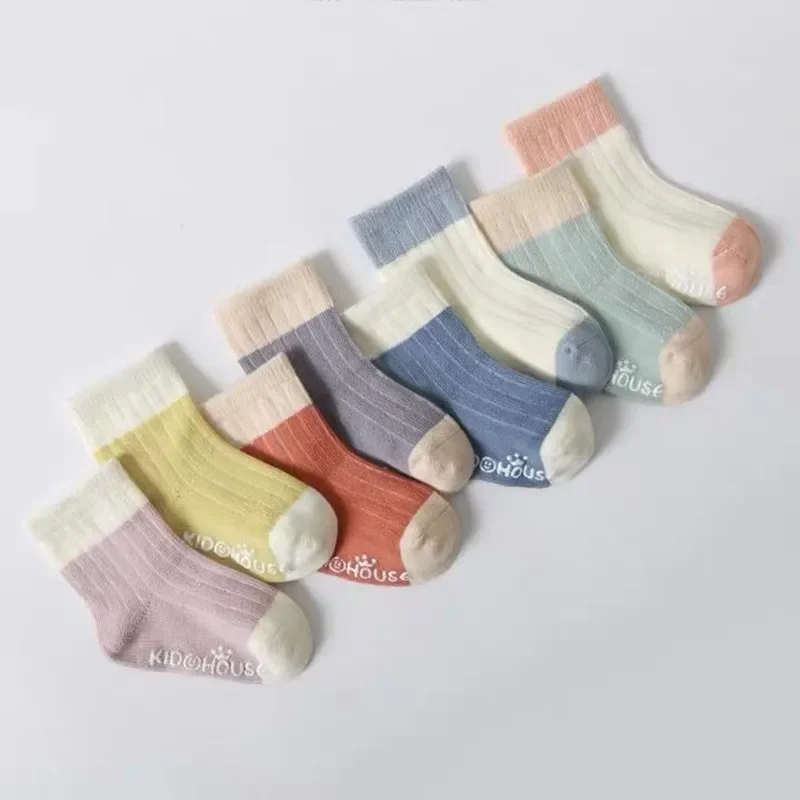 4Pairs Baby Socks Cotton Four Seasons Anti Slip for Newborn Baby Children\'s Socks Baby Boy Infant Socks for Girls 0-36 Months