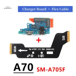 Puerto de carga para Samsung Galaxy A70, A705, SM-A705F, microcargador USB, Conector de base, micrófono, placa principal, Cable flexible