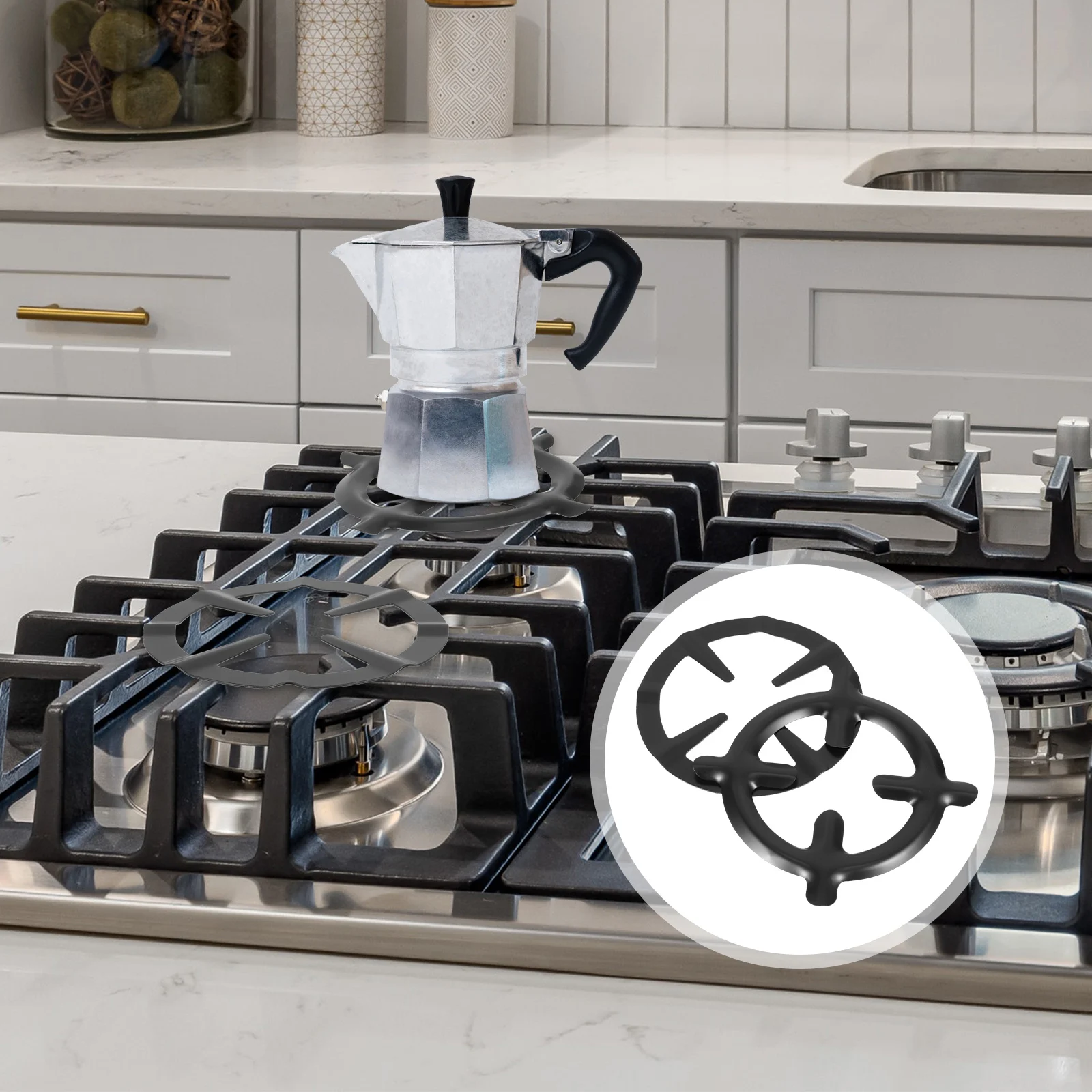 

2Pcs Gas Stove Coffee Pot Stand Stainless Steel Multi-Functional Non-Slip Pot Fixing Holder Kitchen Accessory Gas Stove Rack