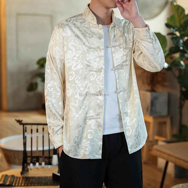 قميص شيونغسام بأزرار على الطراز الوطني الصيني المحسن لعام 2025 بلوزة بدلة تانغ فضفاضة بأكمام طويلة وياقة واقفة