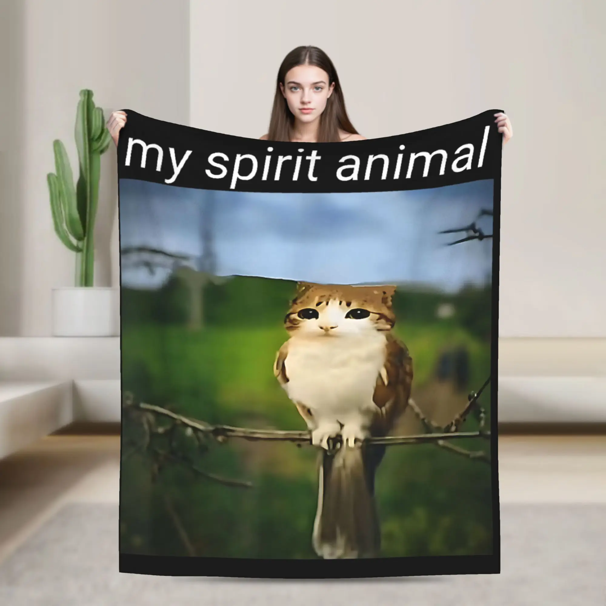 روحي الحيوان مضحك meowl ميمي بطانية سوبر الدافئة القط البومة ميمي brainrot رمي بطانية الشتاء السفر الأريكة السرير المفرش #1