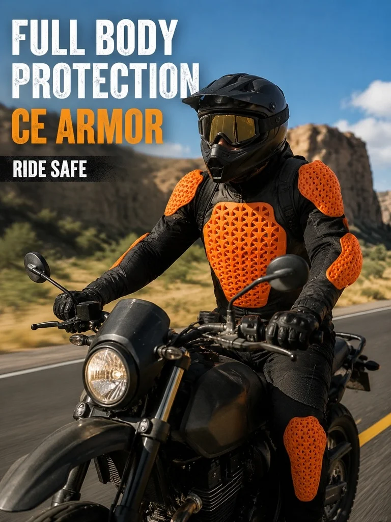 Removable CE Soft Moto Protective Inserts, Breathable Shock‑Absorbing Armor Pads for Adult Motorcycle Racing Riding Jacket