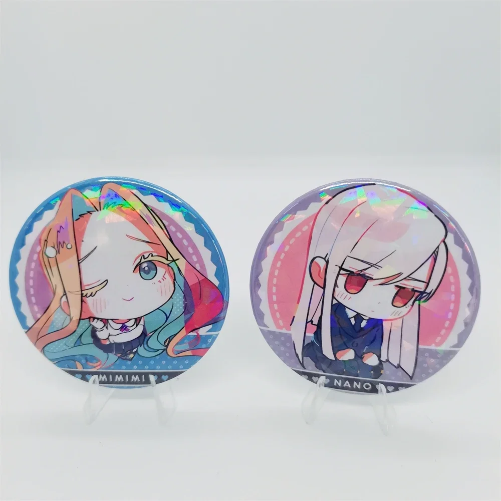 100 dziewczyny z kreskówki Anime 58mm laserowa broszka postacie Yoshimoto Shizuka Eiai Nano wisiorek biżuteria