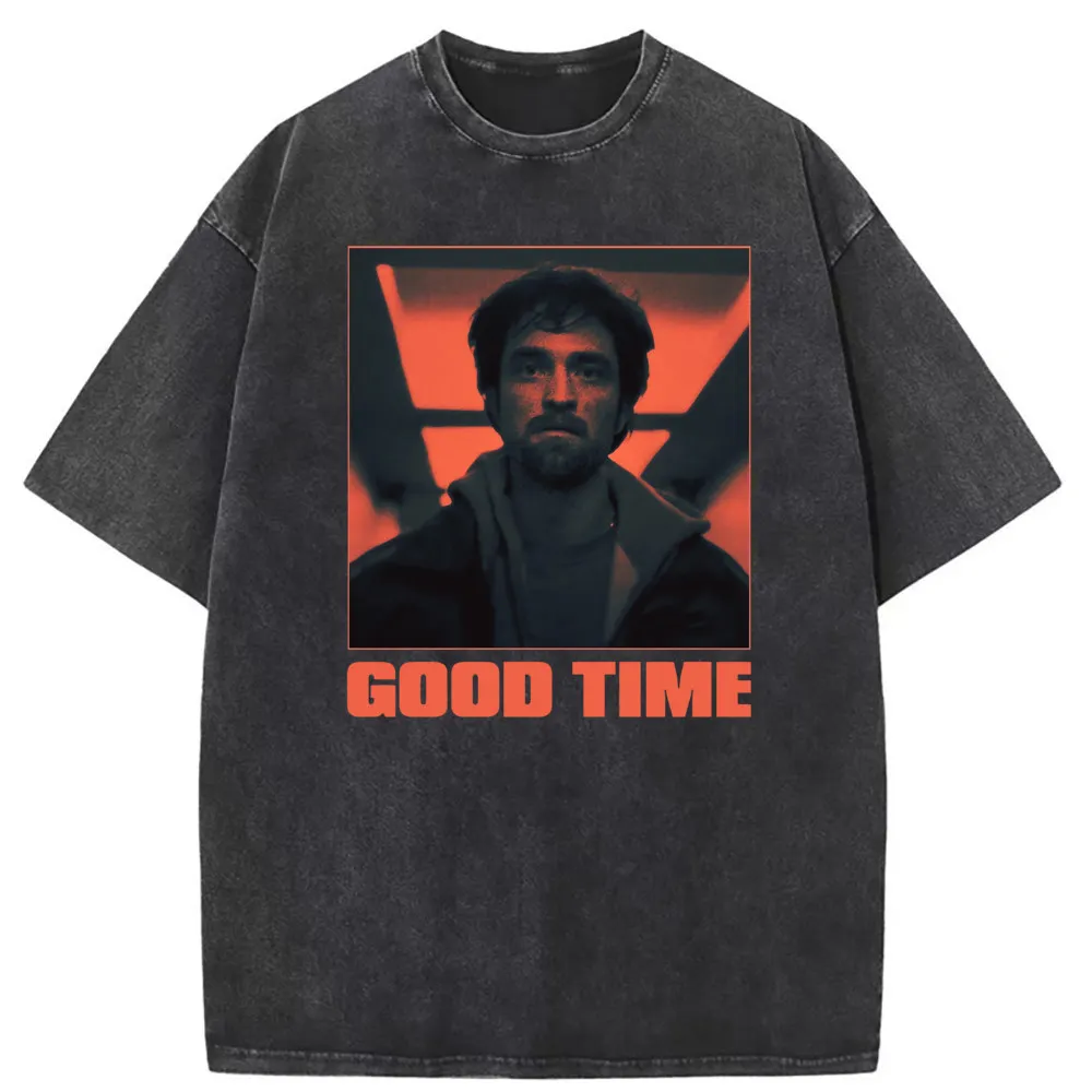 Good Time Man Retro Graphic T-shirts Long Sleeve Tee Shirt Summer Fall Men Vintage Printed Clothing New Design Washed Sweatshirt