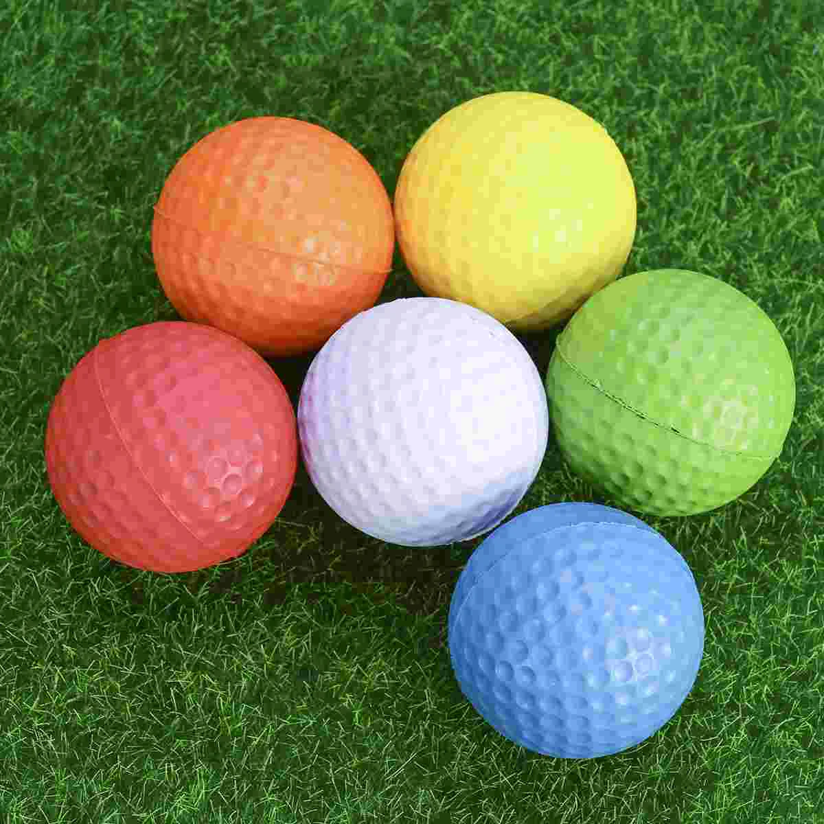 6pcs Flexible Practice Balls PU Golfballs Training Ball (White + Yellow + Blue + Orange + Green)