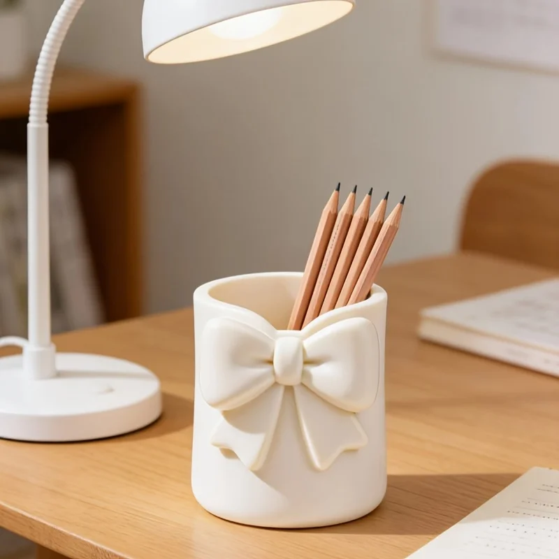 Multifunctional Desktop Storage Bucket, 3D Design Pen Holder, Compact Makeup Brush Organizer Stand