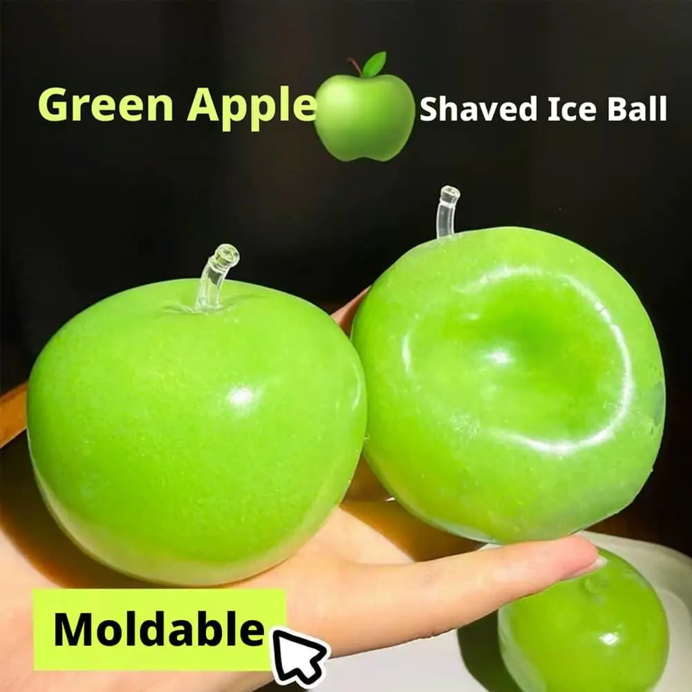 Green Apple Slushie Squishy Fidget Toy Crunchy Moldable Non-Bounce Sensory Stress Reliever Medium Grip Strength Slow Rising Gift