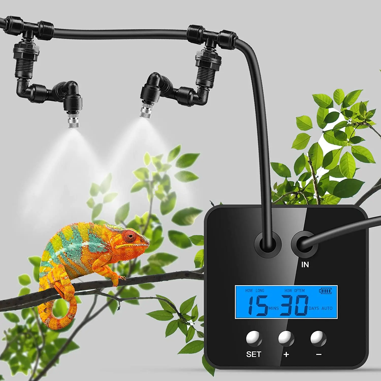 

Reptile Terrariums Humidifier Misting System Rainforest Eco-tank Spray Nozzle Humidifier System Automatic Watering Device